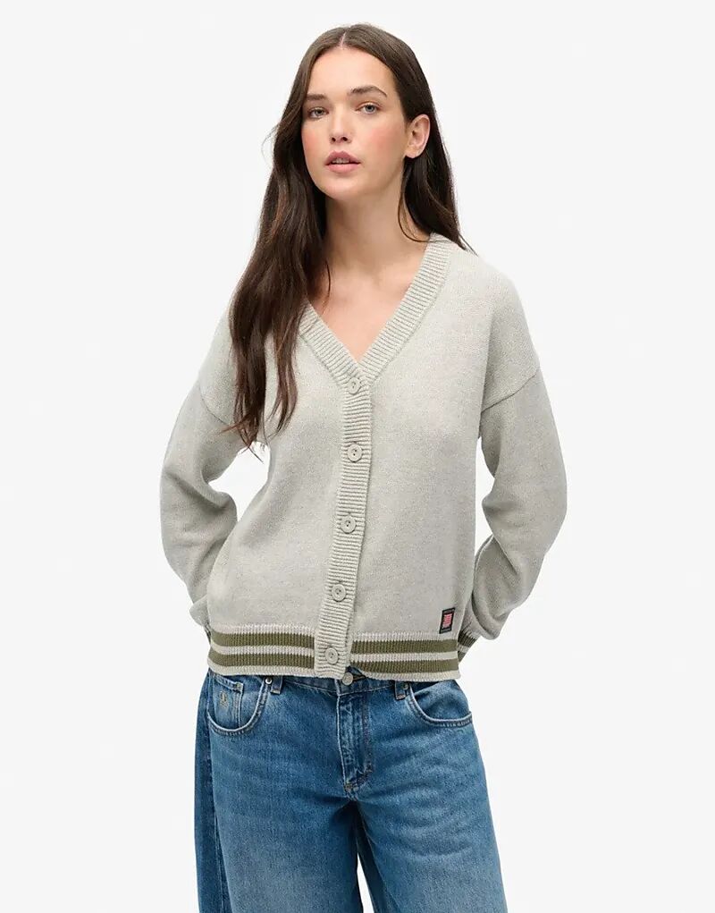 

Вязаный кардиган Superdry Slouchy цвета «ледниково-серый меланж»