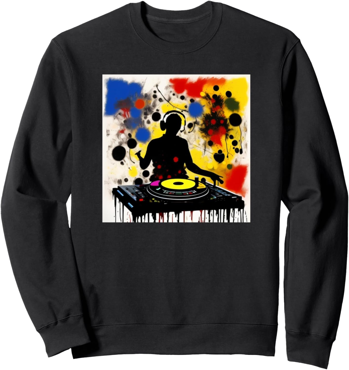 

Толстовка с силуэтом диджея, красочным проигрывателем и музыкантом Dj Turntable Discjockey Men | Women Kids Boys Gift, черный