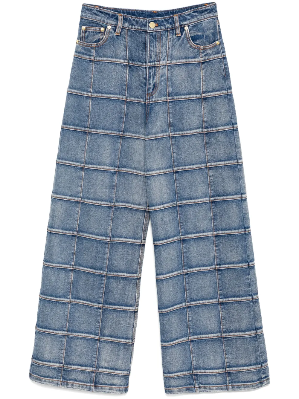 

Широкие джинсы в клетку Windowpane Cynthia Rowley, синий