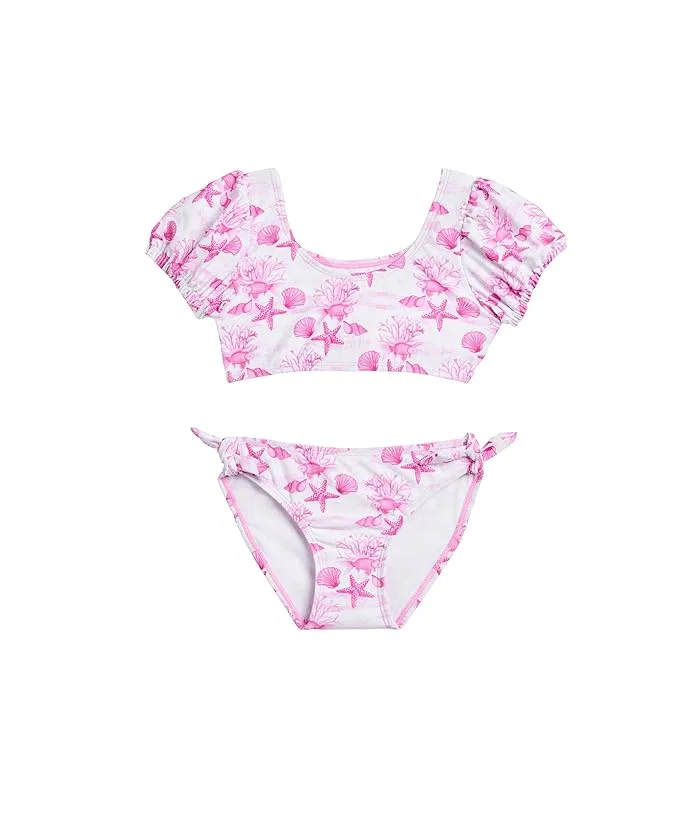 Купальник бикини с рукавами-фонариками Lagoon Puff Sleeve Bikini Snapper Rock Kids, Pink