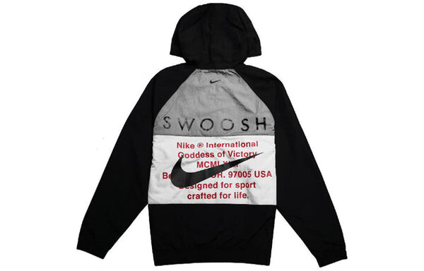 Куртка Nike Sportswear Swoosh Men's Woven Hooded Jacket 'Black', черный — фото 2