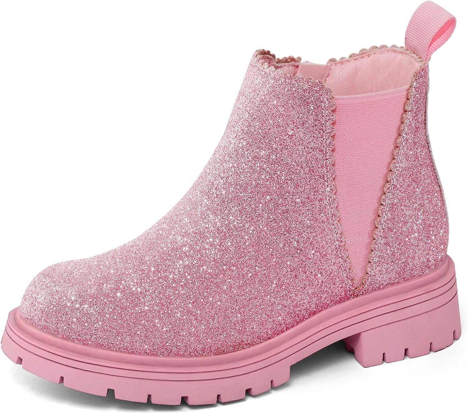 

Ботинки короткие для девочек с боковой молнией, модель Челси, с подошвой (для младенцев/маленьких детей/старших детей) K KomForme, Glitter Rosa