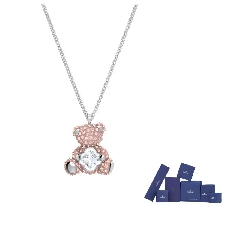 

Swarovski Позолоченное белым золотом ожерелье с искусственными кристаллами для женщин розовое