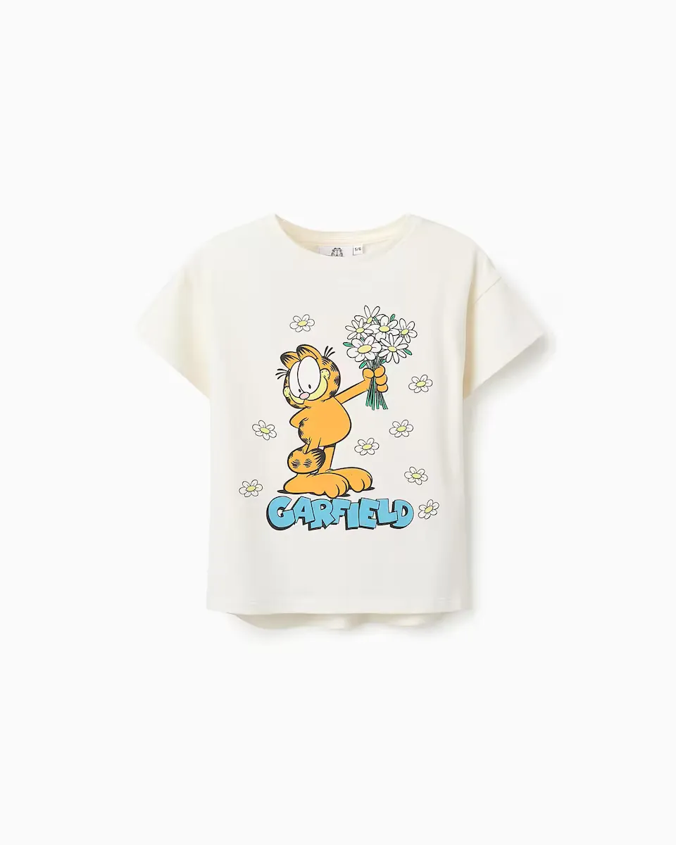 

Футболка для девочек с короткими рукавами и мотивом Garfield Zippy, белый