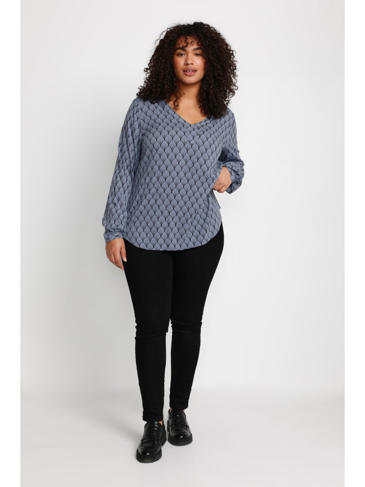 

Блузка KAFFE curve, цвет blue/black fan print