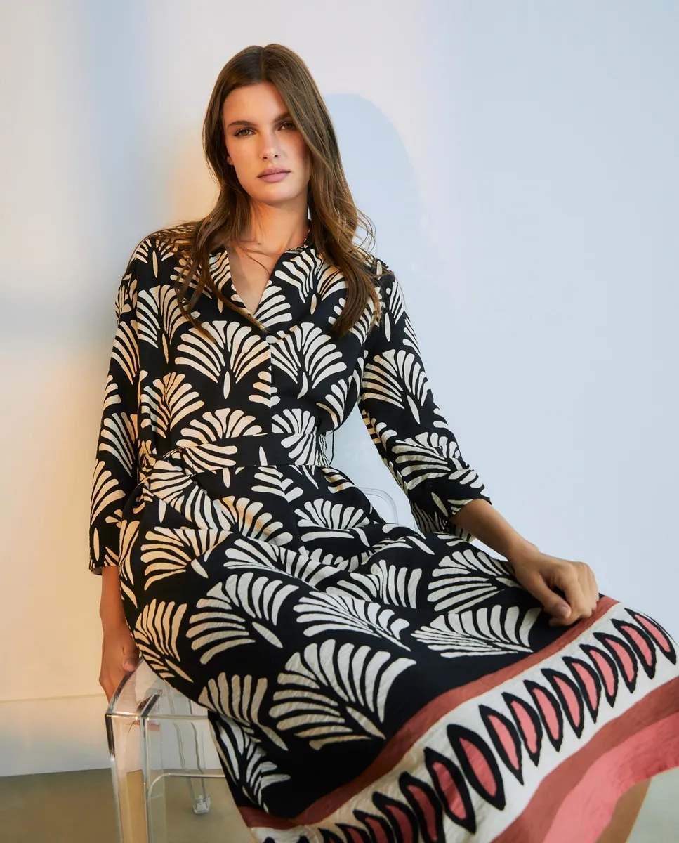 

Длинное платье с принтом Woman El Corte Inglés, черный