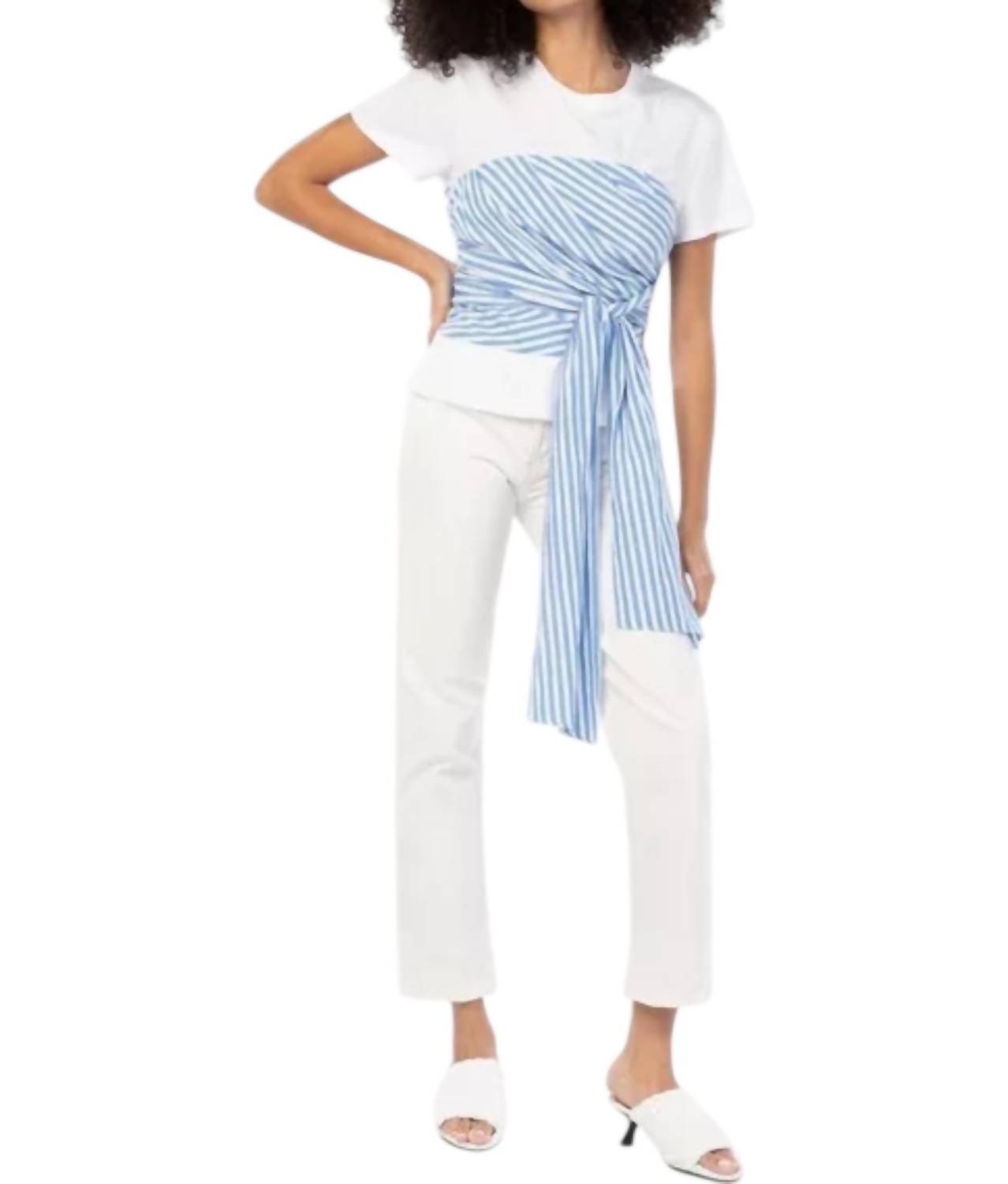 

Контрастный корсетный топ в белую полоску J2 Fashion