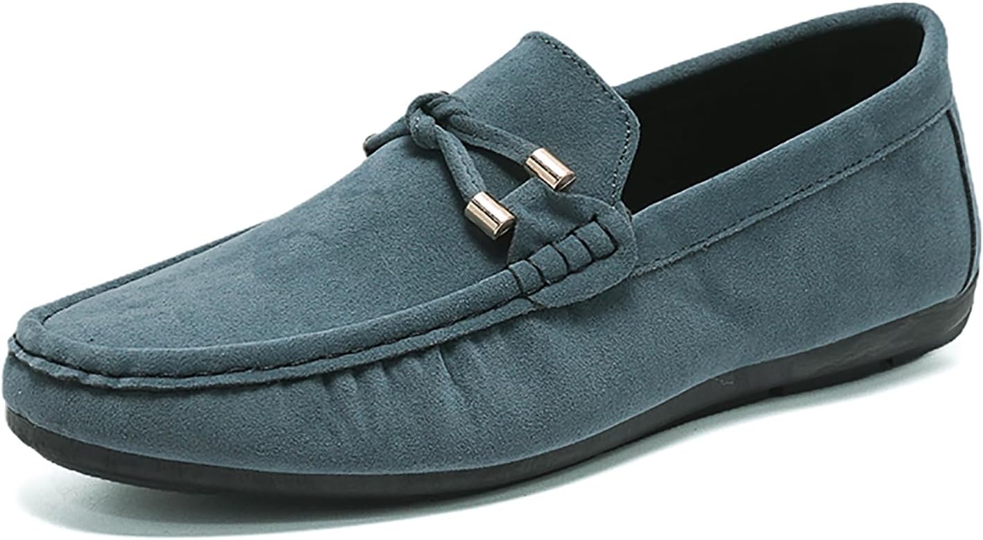 

Мужские замшевые пенни-лоферы, модные с ремешками, удобные, без шнурков, с круглым носком, плоские мокасины, легкие, повседневные, для прогулок, вождения и выхода Egebs, синий