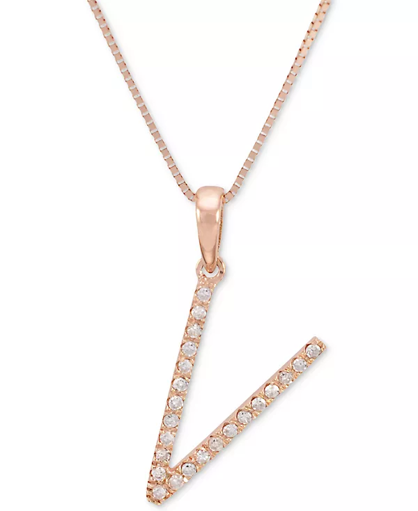 

Ожерелье с кулоном-инициалом из 10-каратного розового золота с бриллиантом (1/10 карата), длина 16 дюймов + удлинитель 2 дюйма Macy'S, v