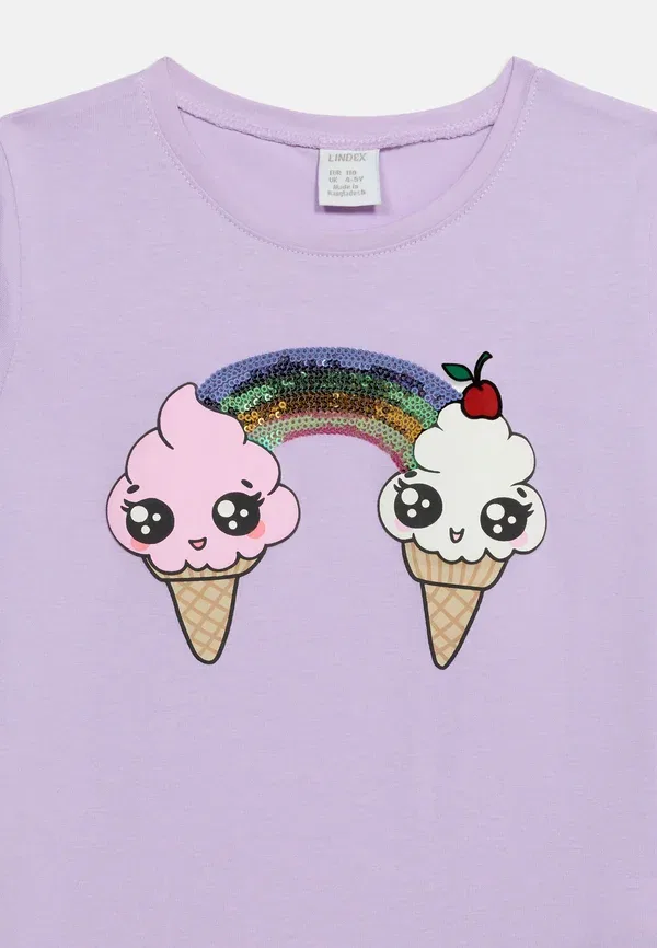 Футболка Lindex Icecream placement print print, светло-сиреневый — фото 4