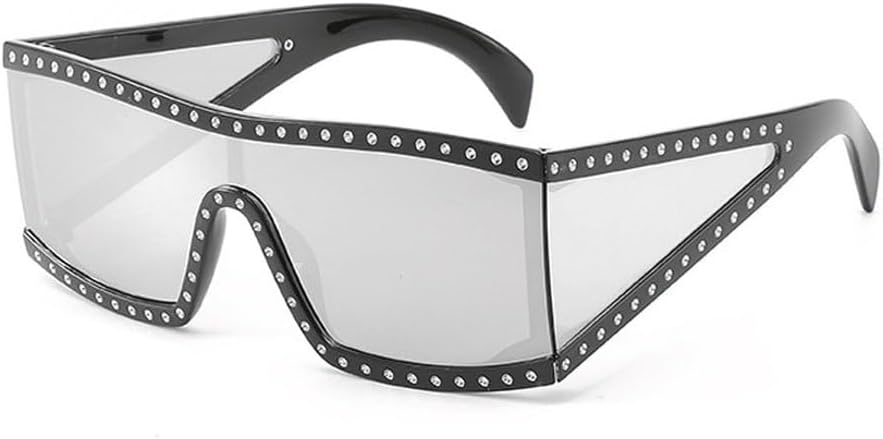 

Роскошные солнцезащитные очки с бриллиантами для женщин, большие хрустальные защитные очки-маска, винтажные женские очки с плоской верхней частью, защита от ультрафиолета UV400 TKKTLLT, C3black-silver