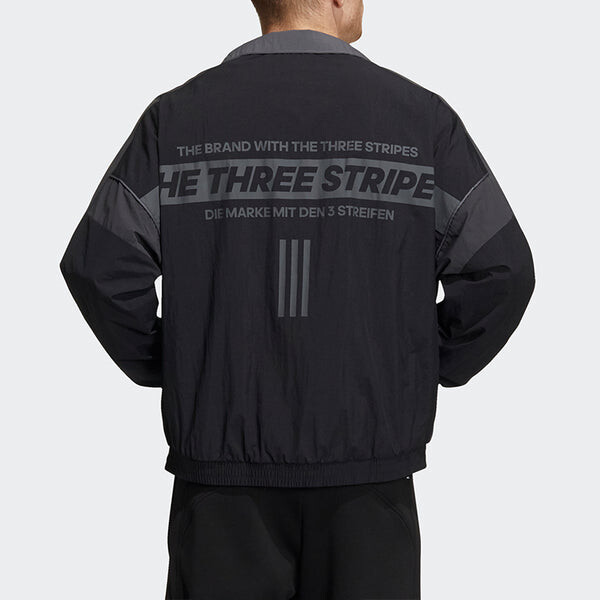 Куртка adidas Contrast Color Stitching Long Sleeves Sports Jacket Black, черный — фото 3