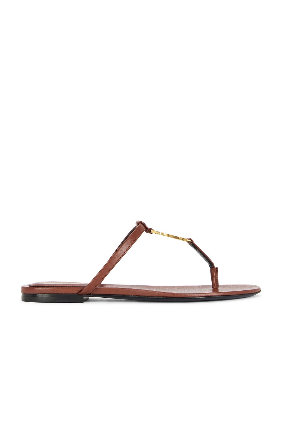 Сандалии Cassandra на плоской подошве Saint Laurent, цвет Aesthetic Brown