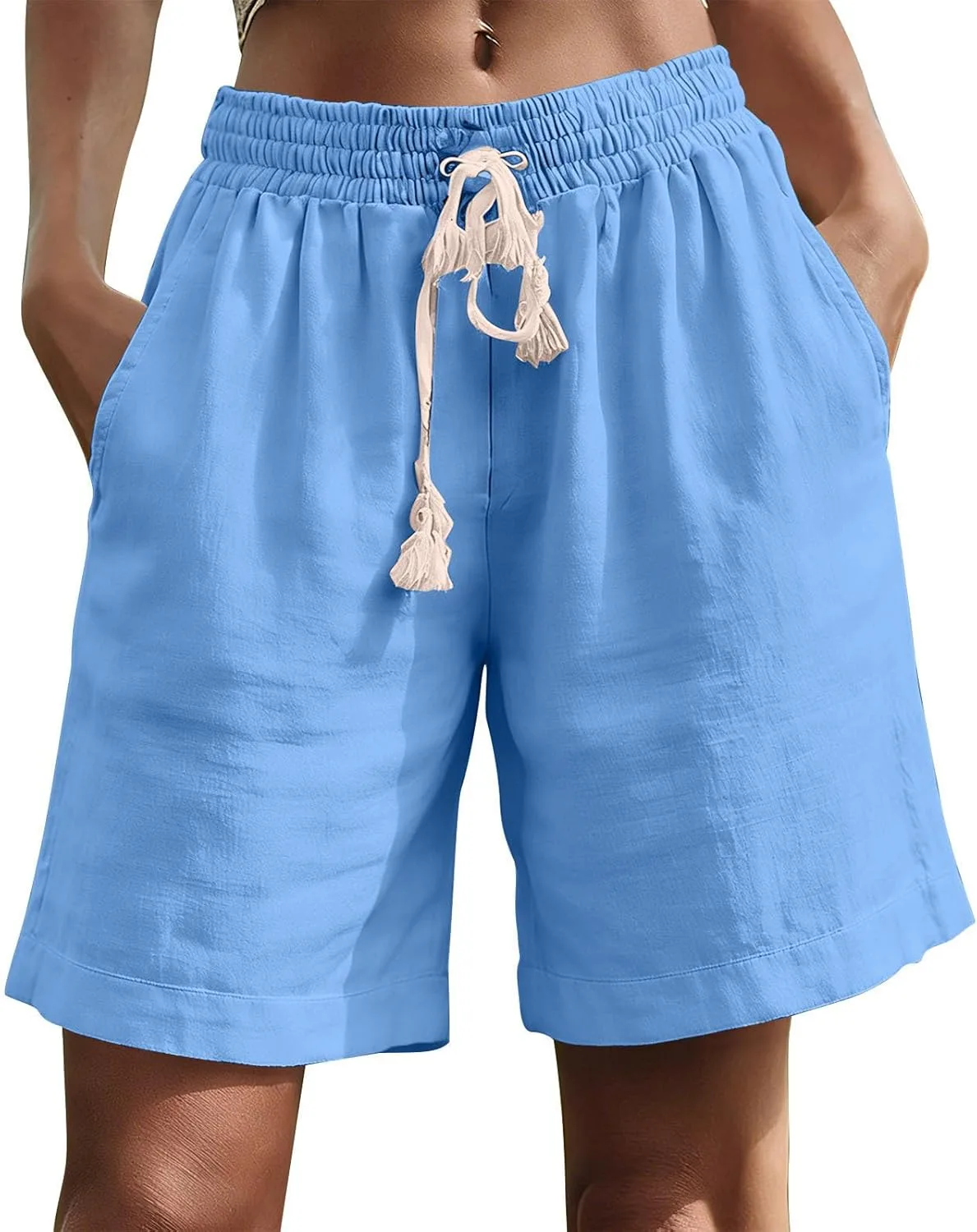 

OSTANT льняные шорты для женщин широкие мешковатые легкие с кулиской плиссированные удобные с карманами OTSANT