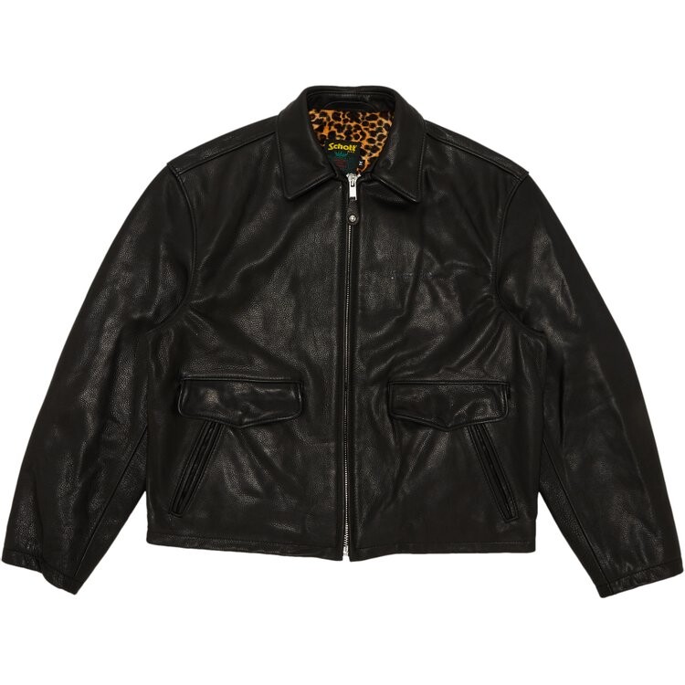 

Куртка Supreme x Schott Leather Racer Jacket, черный
