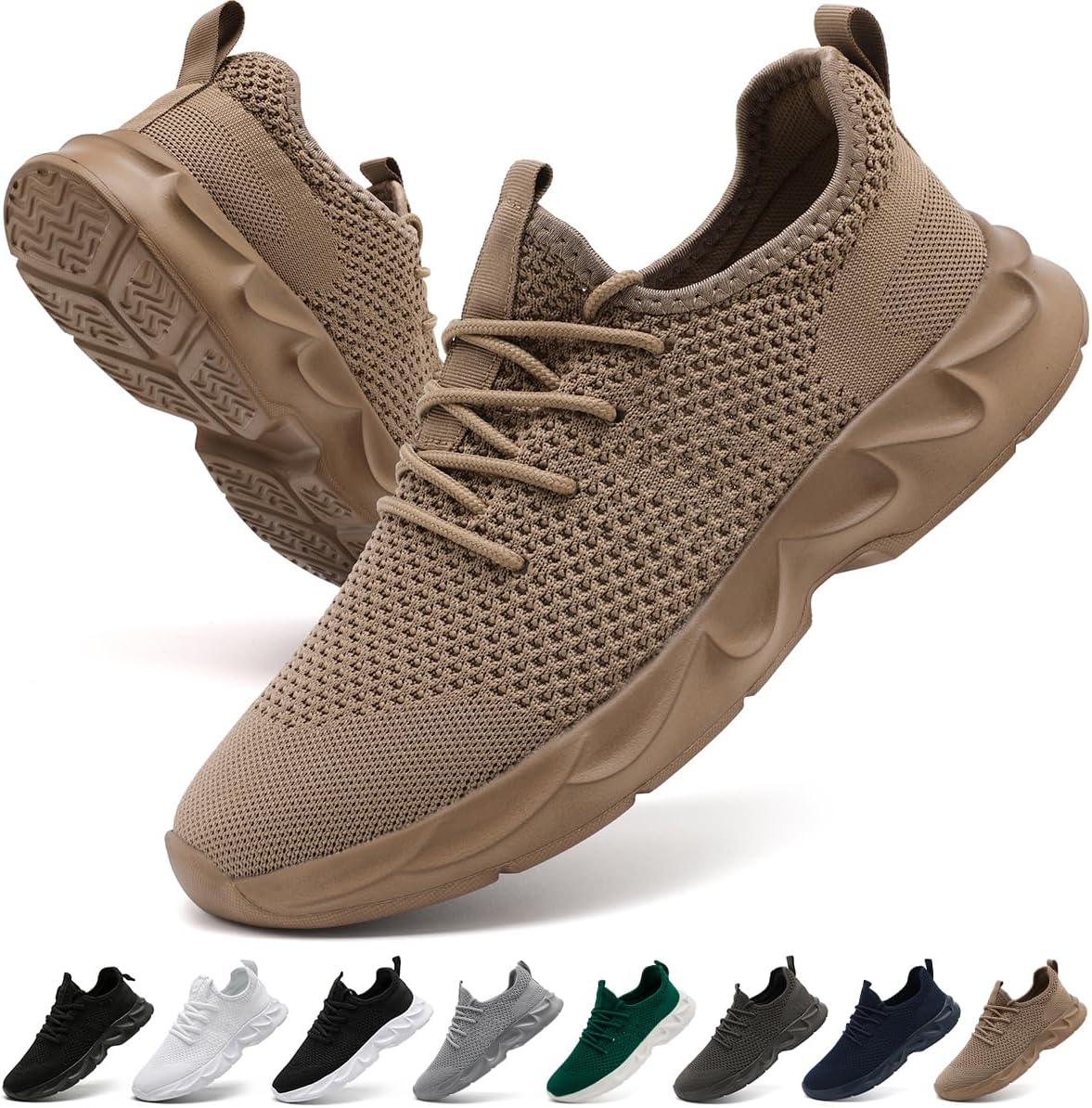 

Мужские легкие теннисные и спортивные кроссовки с дышащей сеткой, противоскользящие, для работы и ходьбы, удобные для спорта Xkowuo, коричневый