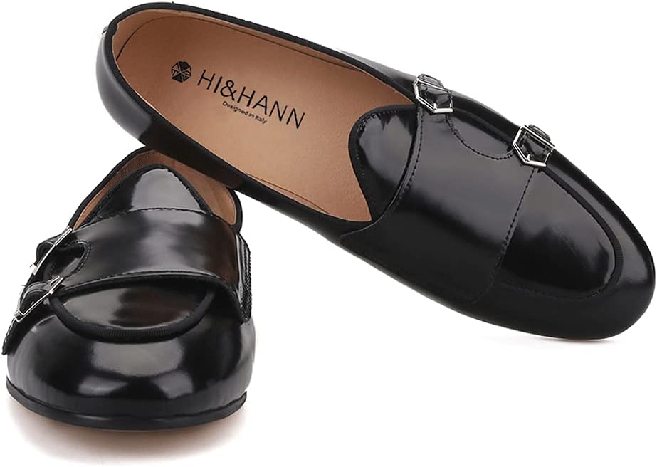 

Мужские смокинговые туфли-лоферы HIHANN из черной калужской кожи с бархатной аппликацией и двойной пряжкой, для вечеринок и выпускных Hi&Hann