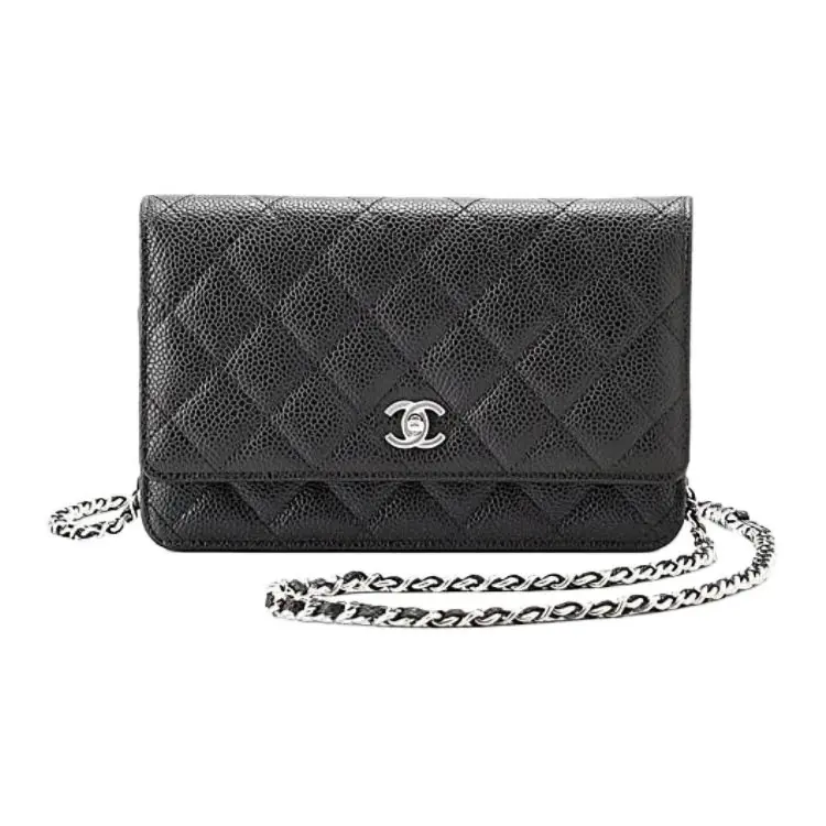 

CHANEL Кошелёк из телячьей кожи WOC зернистой выделки Миниатюрная женская сумка кроссбоди Чёрная сумка через плечо