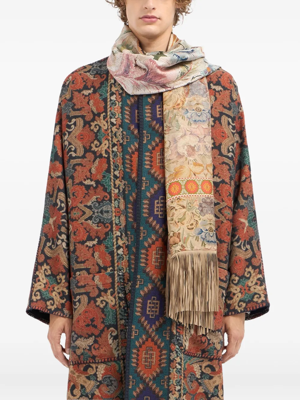 

Шарф с цветочным гобеленовым узором и бахромой Pierre-Louis Mascia, нейтральный