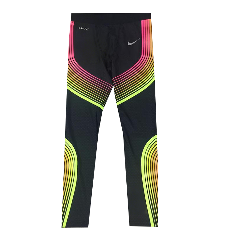 

Брюки для бега Dri Fit мужские Nike, черный желтый rainbow