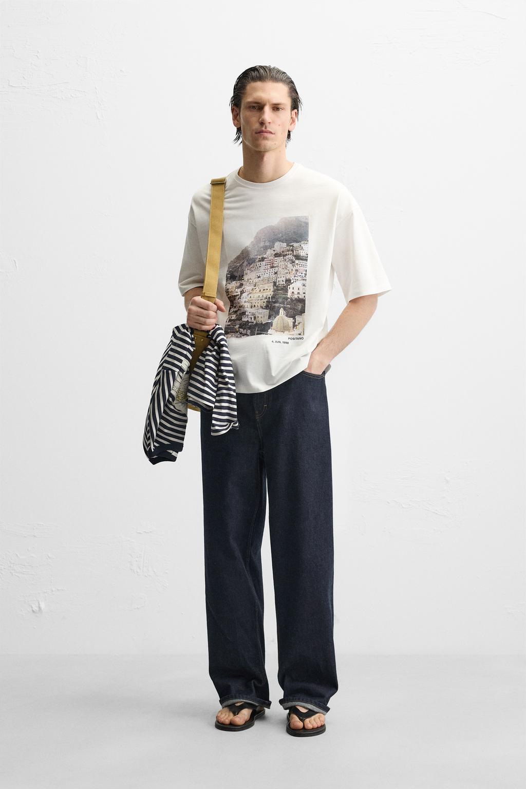 

Футболка с фотопринтом ZARA, белый