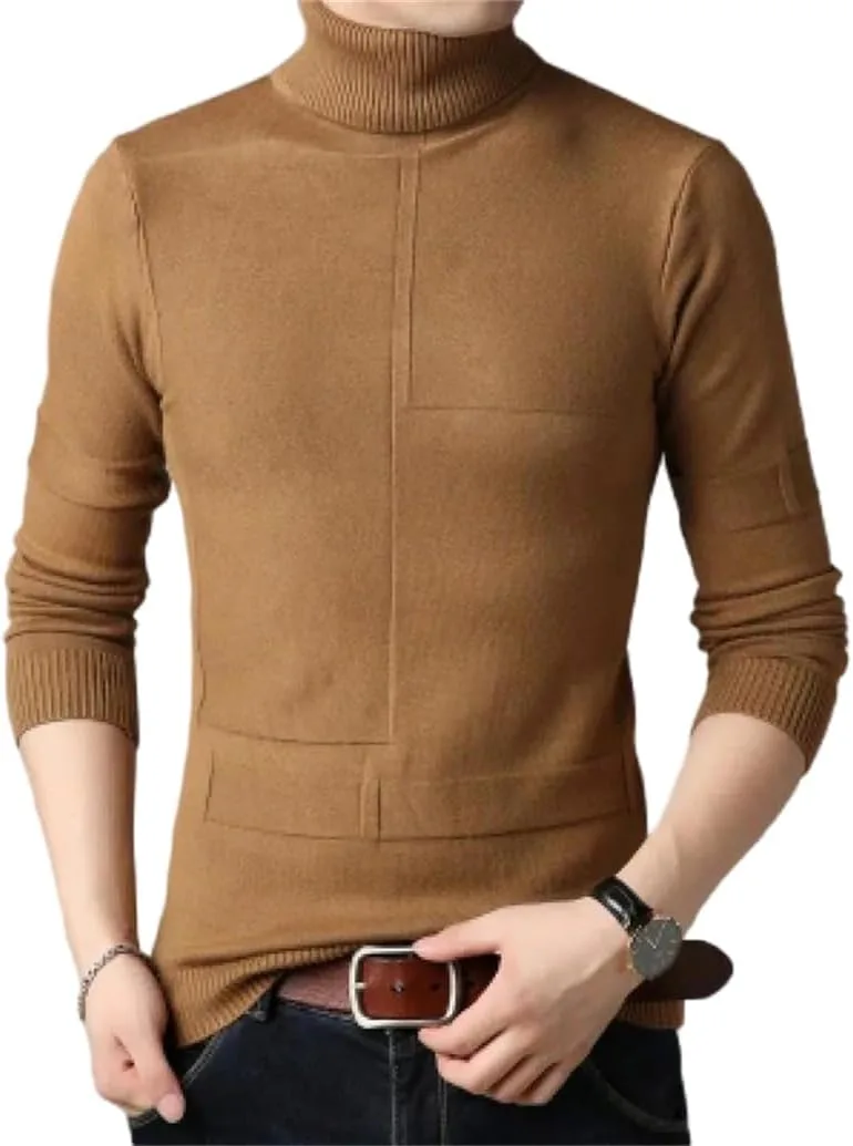 

Мужской зимний водолазный свитер теплый вязаный пуловер slim fit