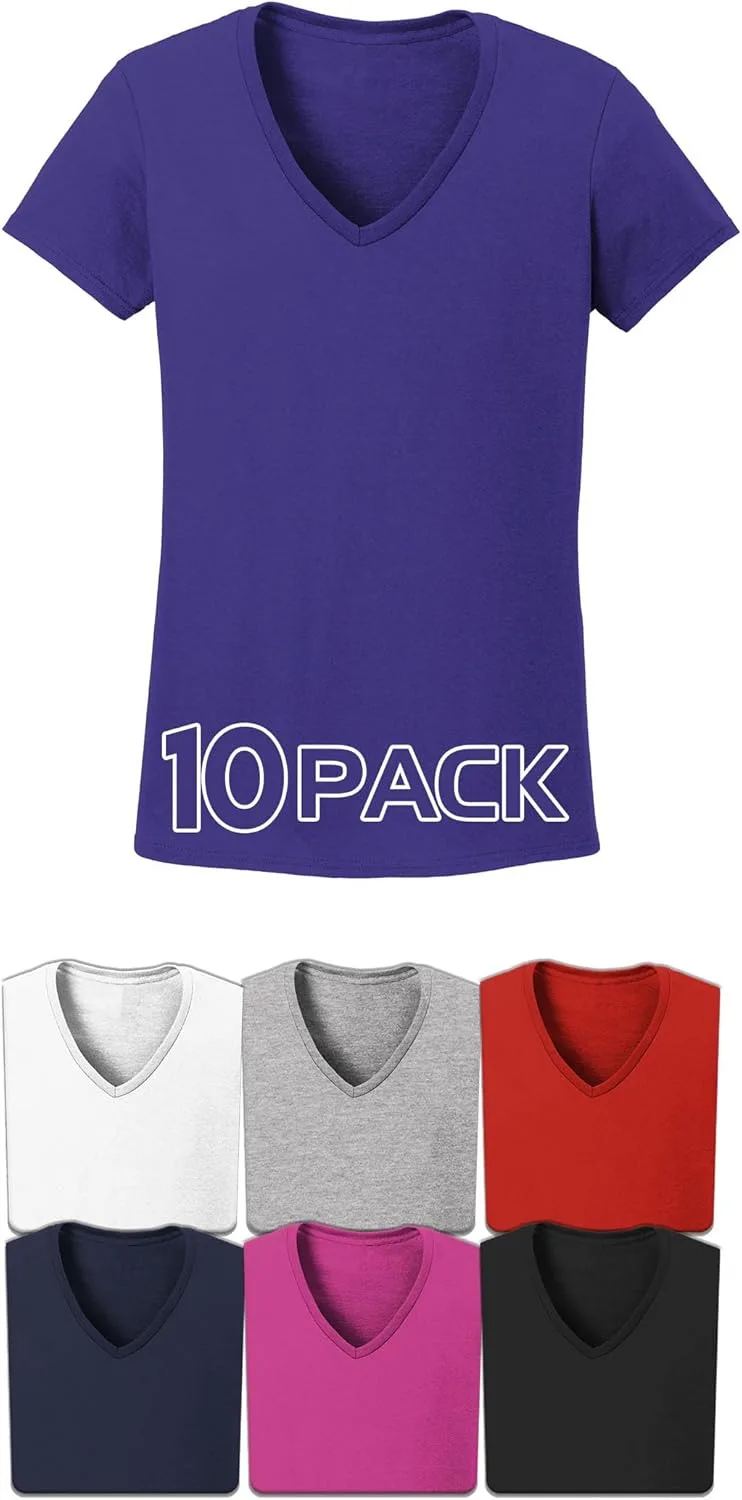 

Женские футболки с V-вырезом Heavy Cotton, набор, Style 5V00L, короткий рукав Tee Miracle