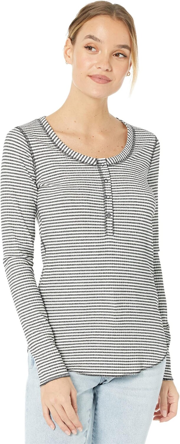 

Футболка Buffalo David Bitton Luciana Scoop Neck Henley, цвет Black Stripe
