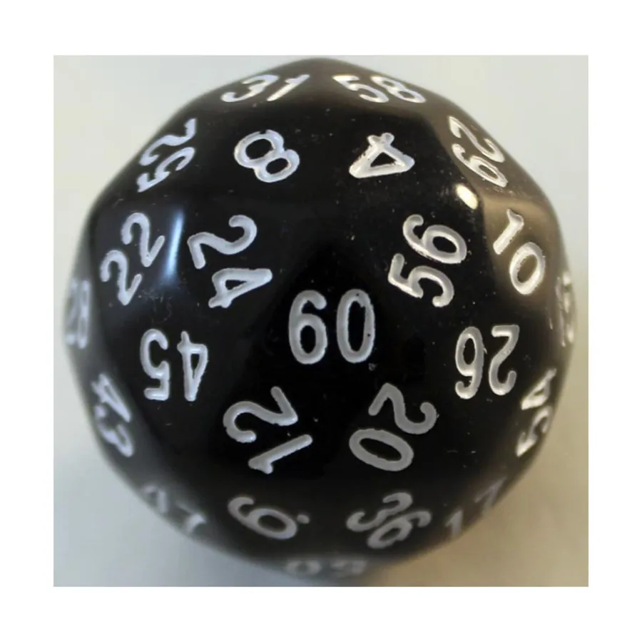 

d60 — черный с белым, Dice - d24, d30, d60 (Koplow)