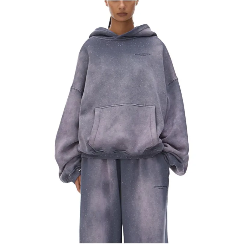 Худи с отделкой стразами Alexander Wang, фиолетовый — фото 4