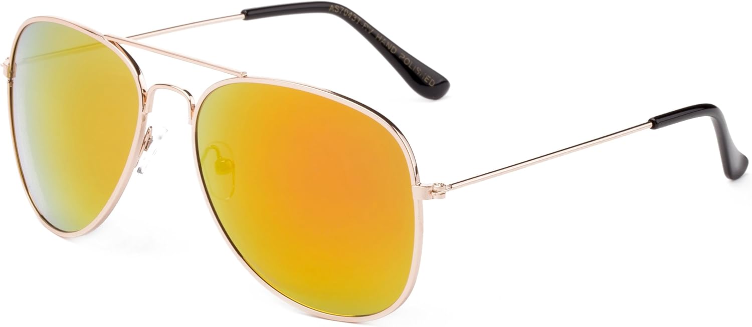

Newbee Fashion - Классические солнцезащитные очки-авиаторы с зеркальными линзами, металлической оправой, для мужчин и женщин, с защитой от УФ-излучения Newbee Fashion Sunglasses, Gold/Orange