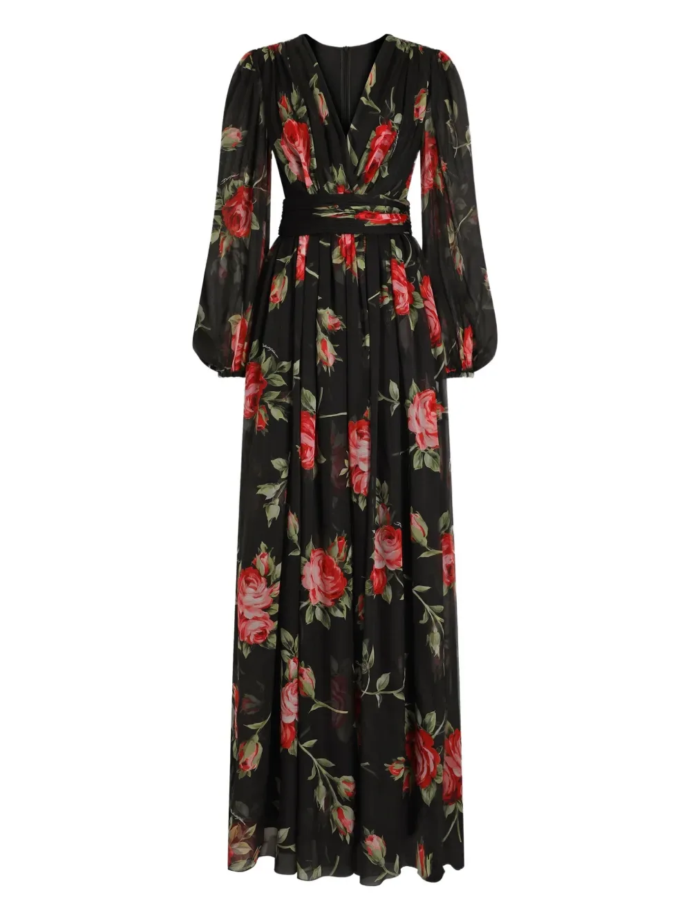 Платье макси с длинными рукавами DOLCE & GABBANA, черный
