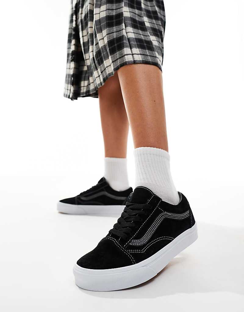 

Vans – Old Skool – Черные замшевые кроссовки на белой подошве, Черный, Vans – Old Skool – Черные замшевые кроссовки на белой подошве