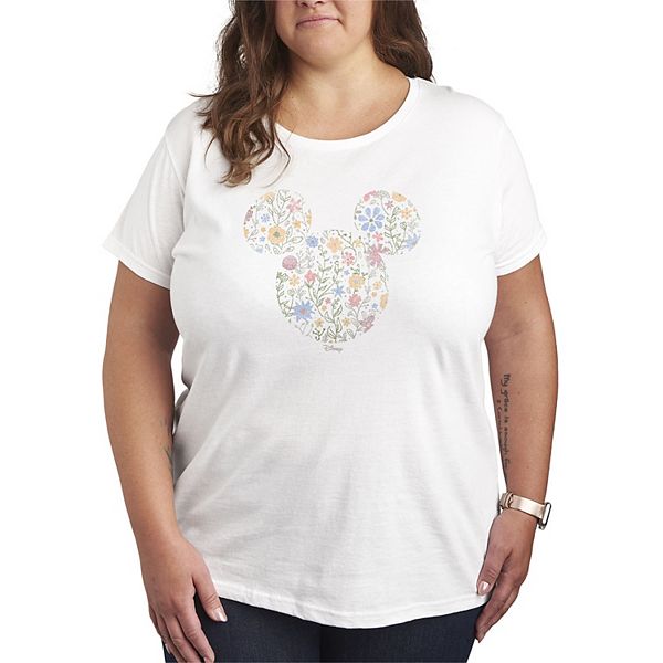 

Футболка с принтом Plus size Mickey Mouse весенние цветы Disney, White