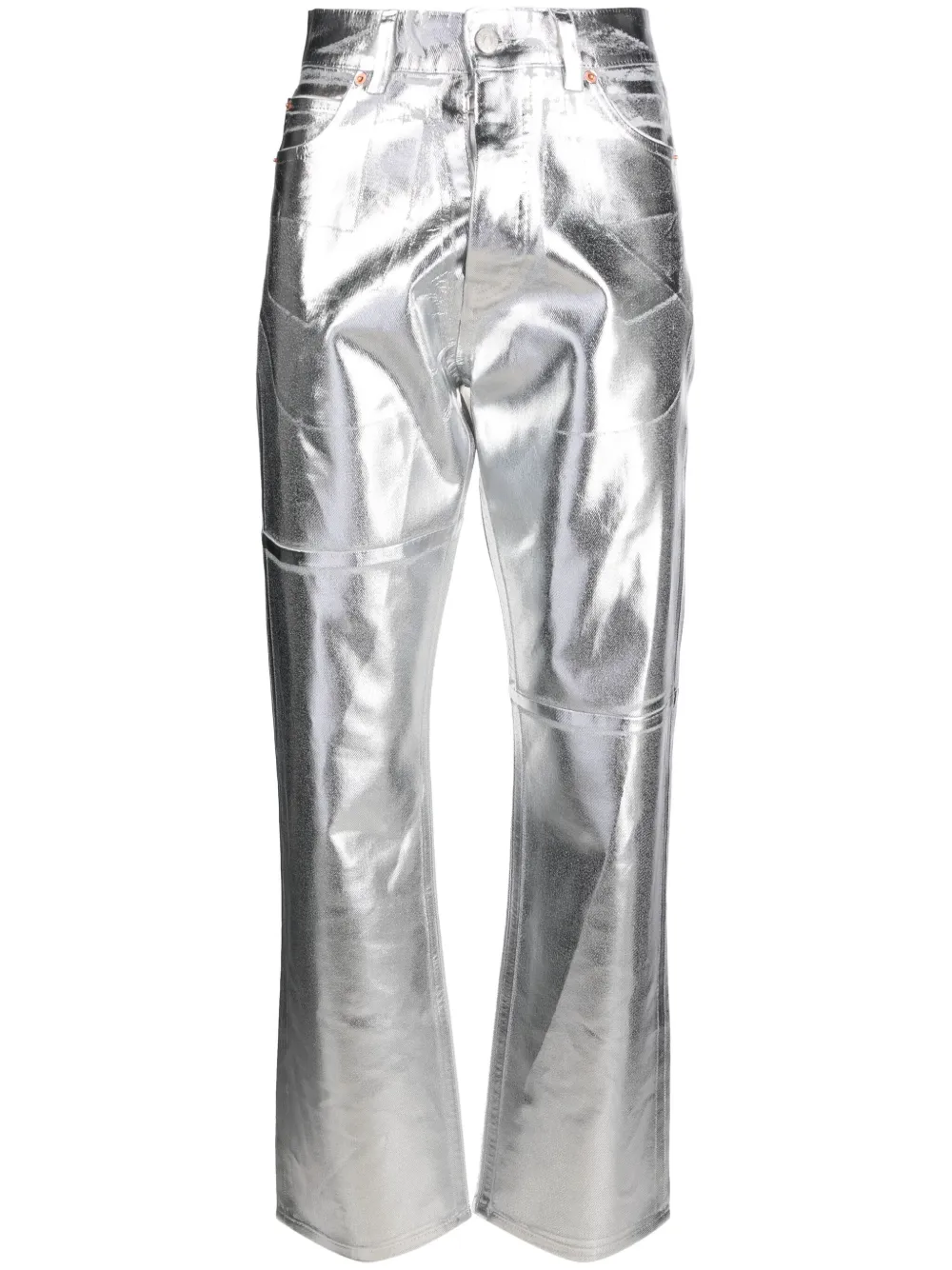 

Зауженные джинсы с эффектом потертости MM6 Maison Margiela, серебяный