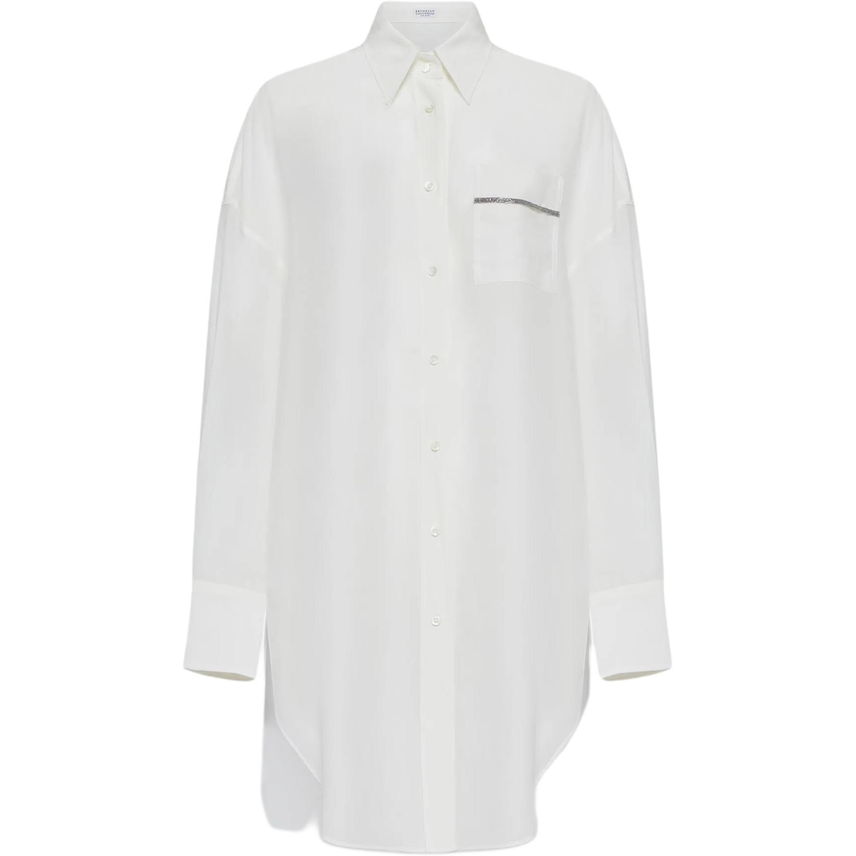 

Рубашка с длинными рукавами и пуговицами, декорированная Brunello Cucinelli, белый