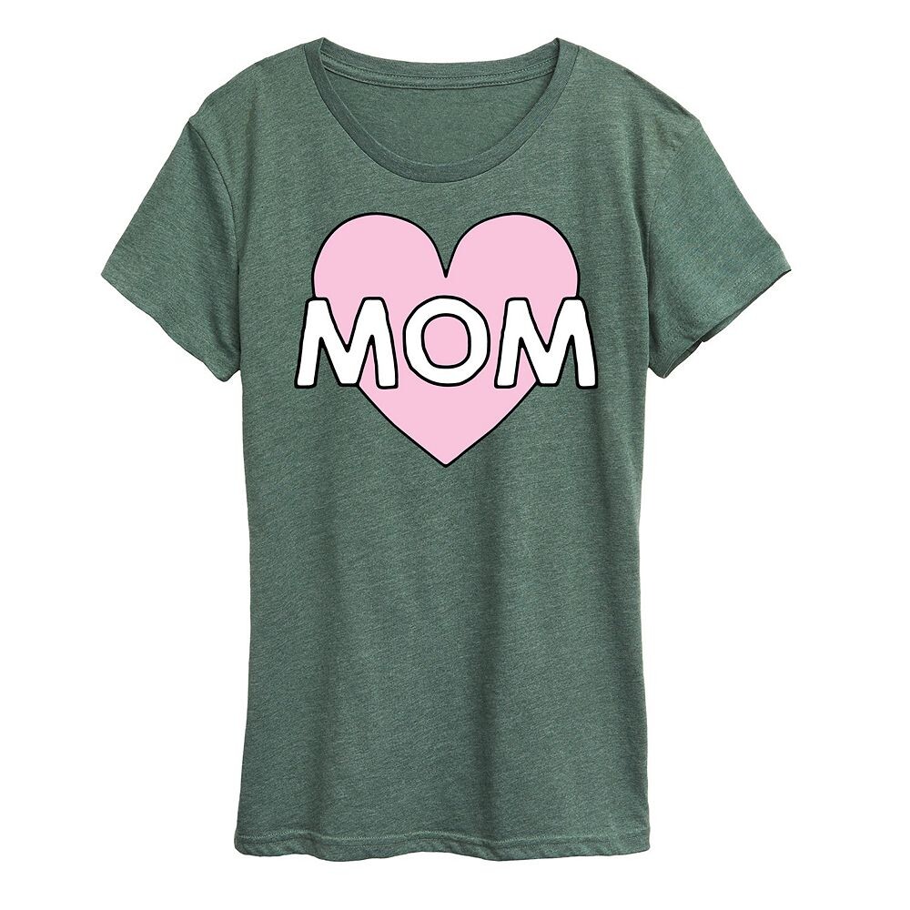 

Женская футболка с рисунком Mom Heart, цвет Heather Green
