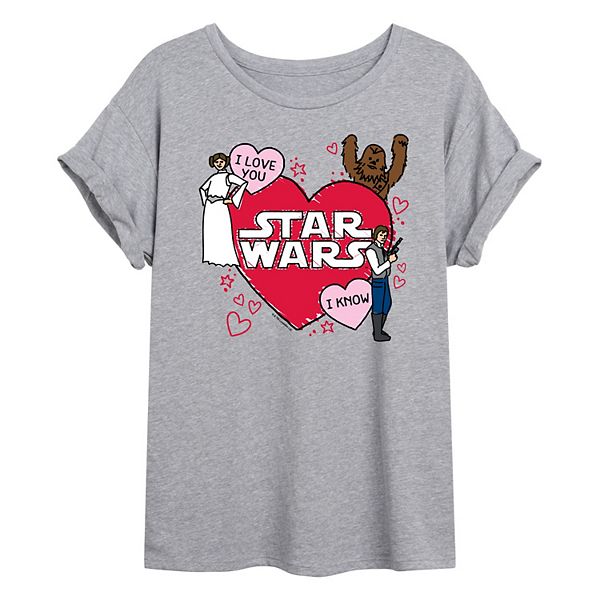 

Футболка Juniors Valentine's Day Sketch Oversized Star Wars, Heather Gray