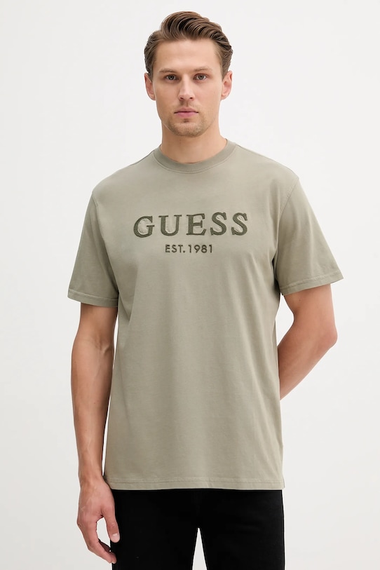 

Хлопковая футболка Guess, зеленый