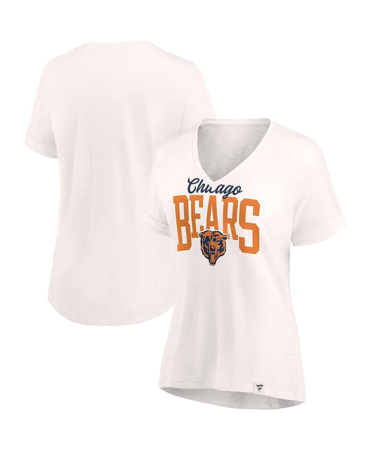 

Женская футболка овсяного цвета с логотипом Chicago Bears Motivating Force с v-образным вырезом Fanatics