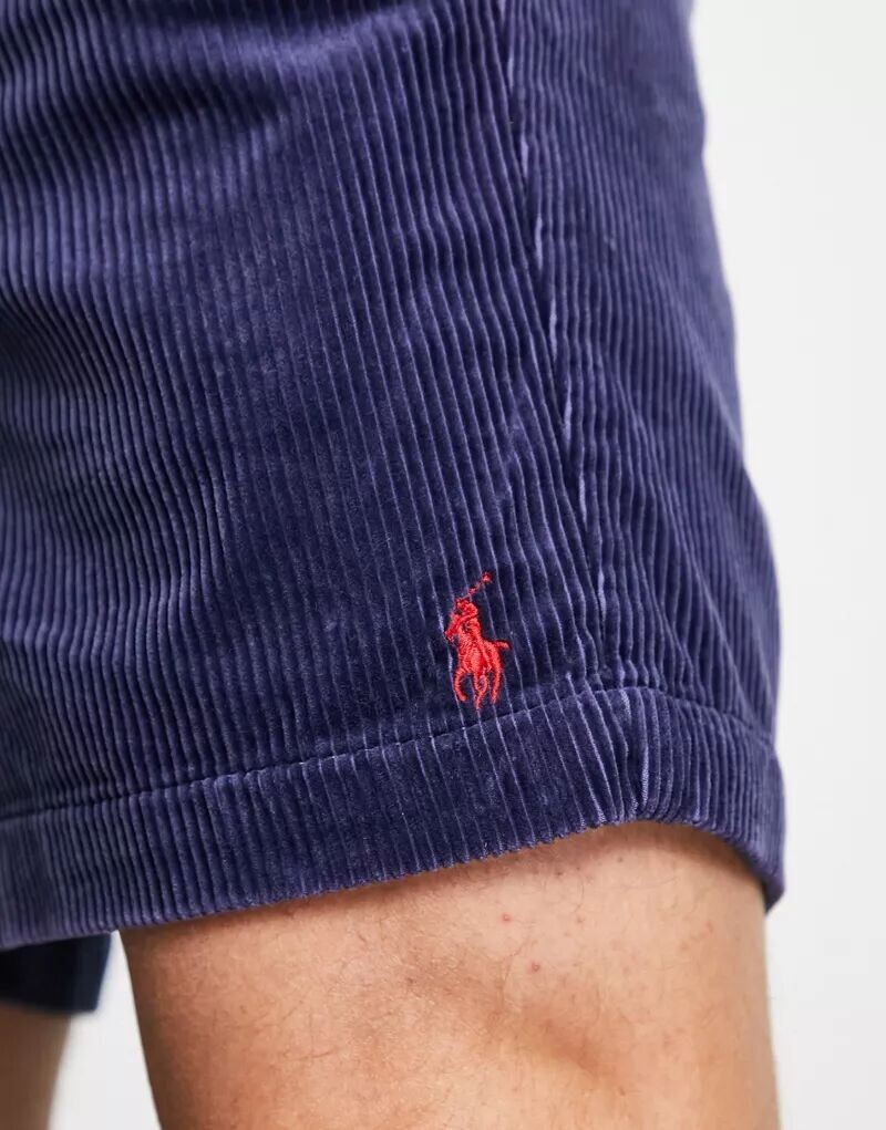 Темно-синие вельветовые шорты с фирменным логотипом Polo Ralph Lauren Prepsters — фото 3