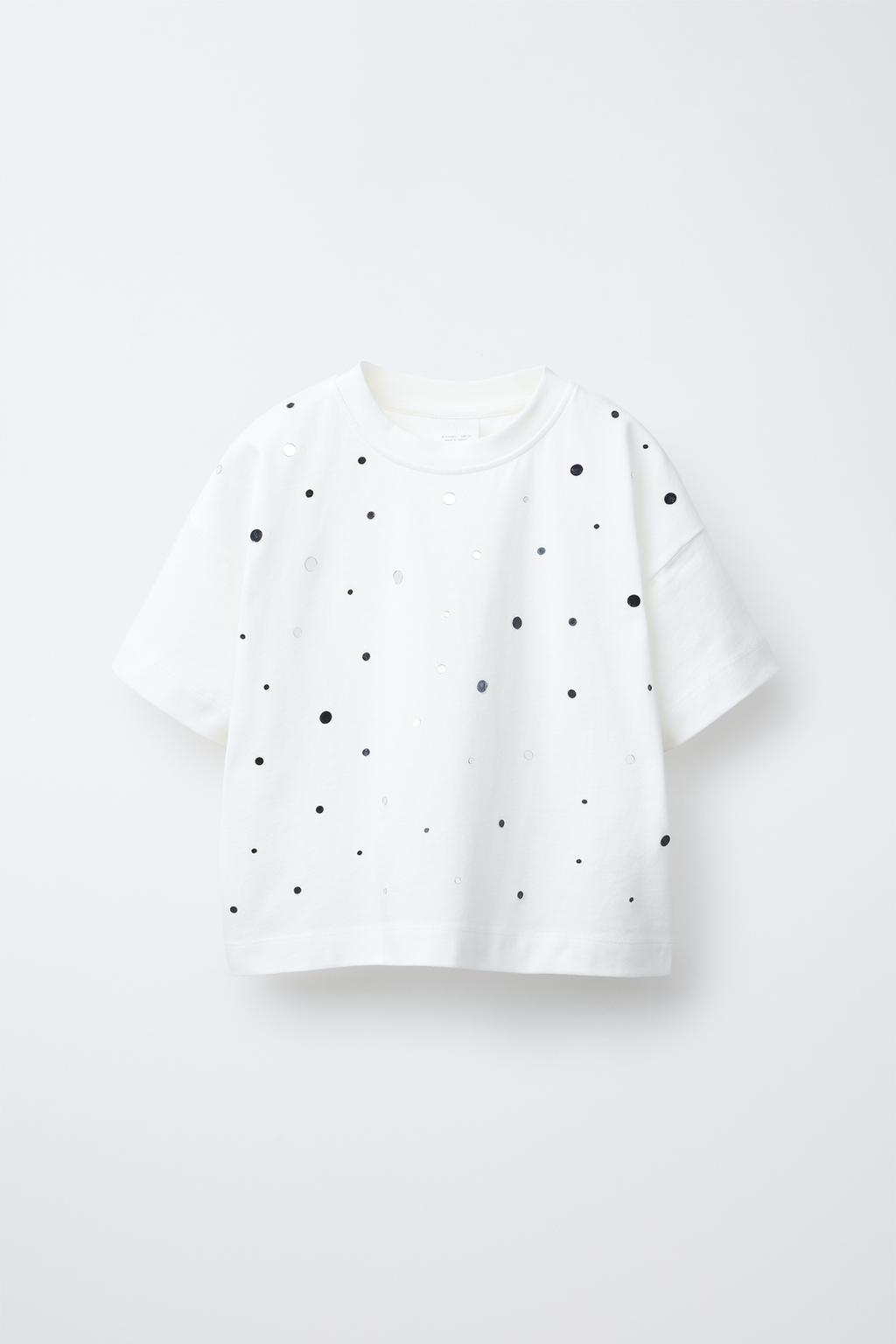 

Футболка с аппликациями ZARA, белый