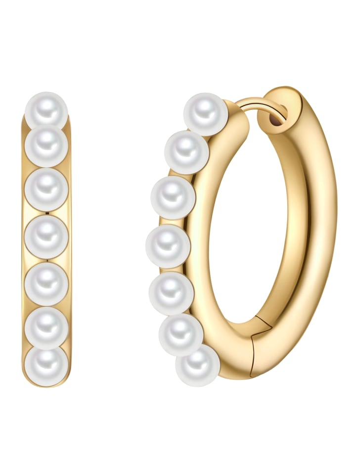 

Yokoamii Серьги из металлического сплава с (синтетической) жемчужиной в оправе из желтого золота