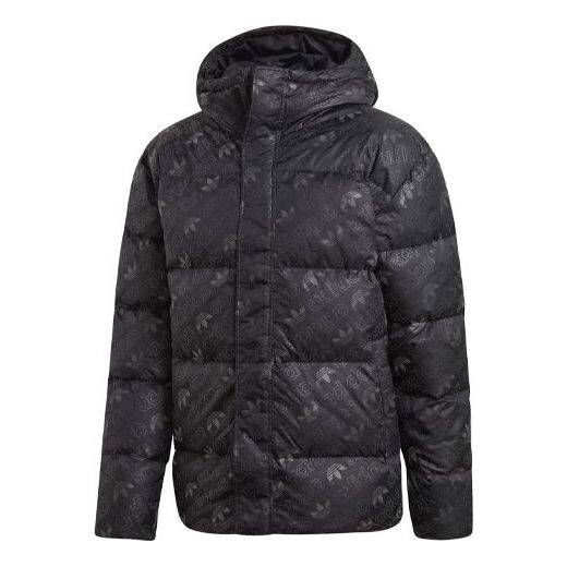 

Пуховик adidas originals H Jacket Down Reflective Printing protection against cold Stay Warm hooded down Jacket Black, черный