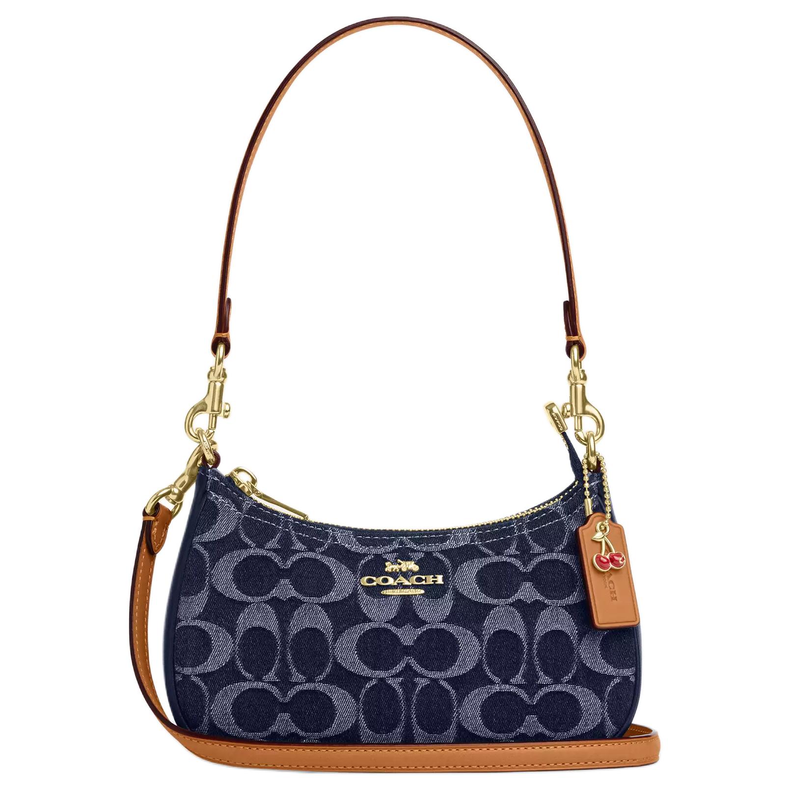 

COACH Терри Ткань и Искусственная Кожа Мини Сумка Через Плечо Женская Джинсовый Синий