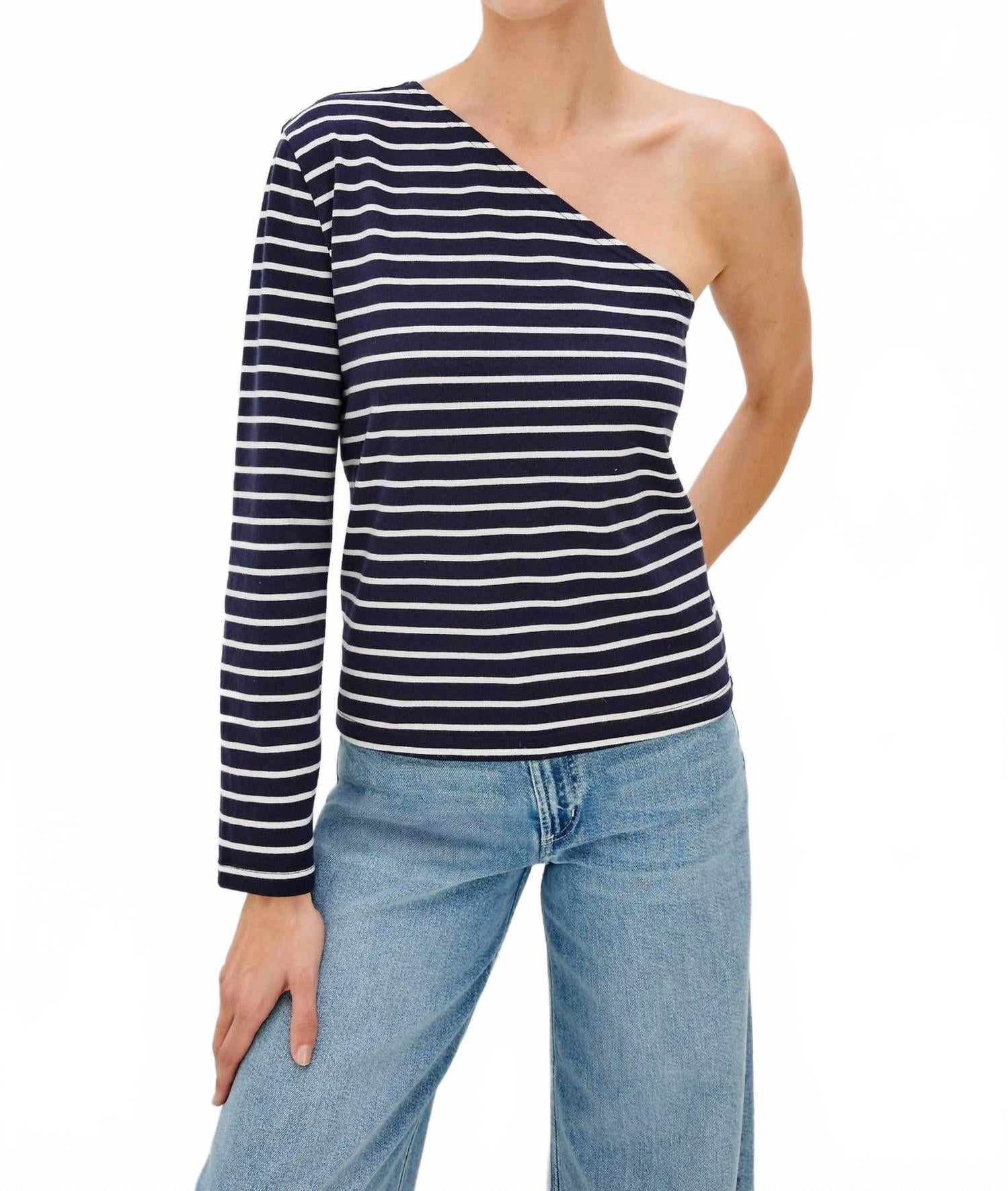 

Сара Топ с одним плечом в морскую полоску Rails, Nautical Stripe