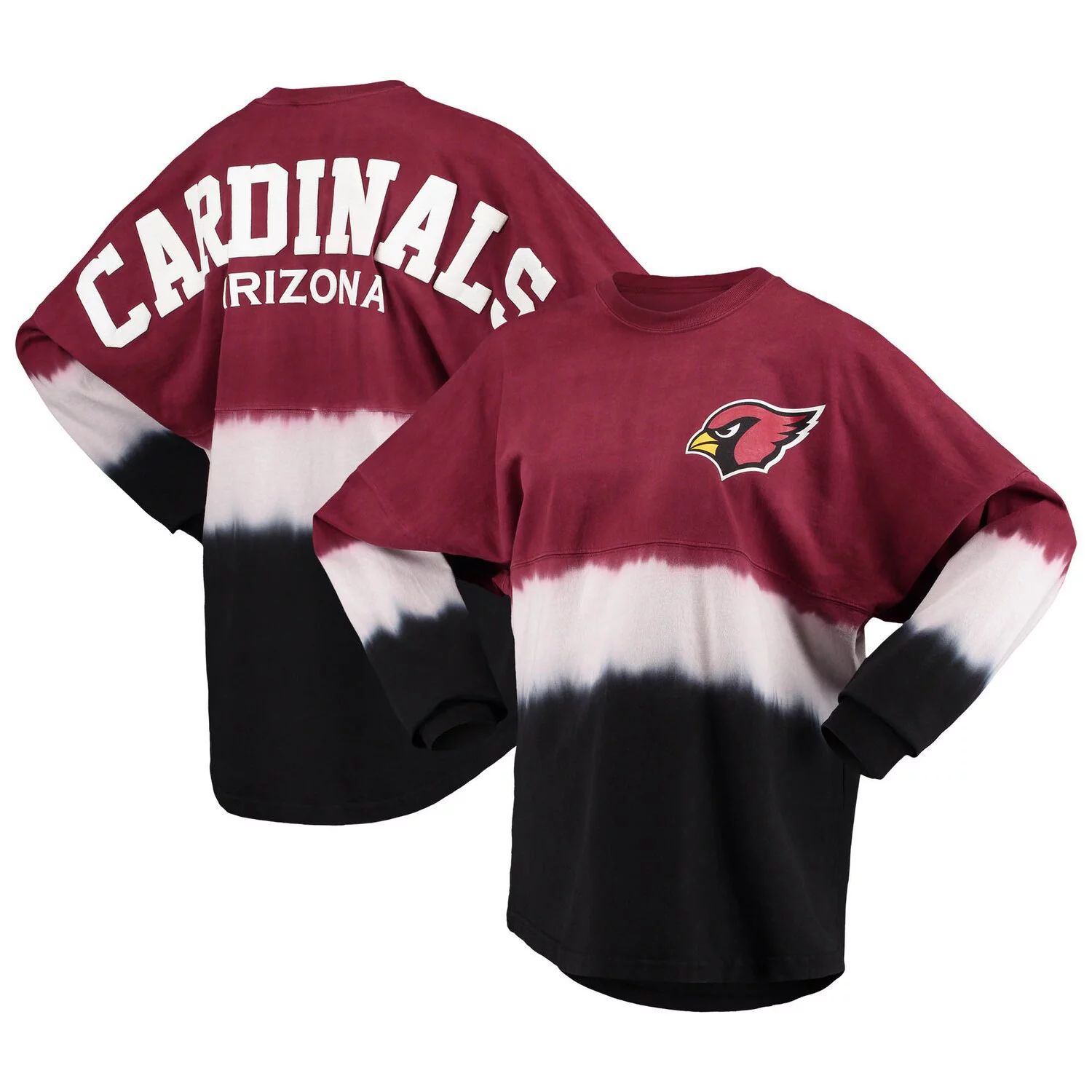 

Женская футболка Fanatics с логотипом Cardinal/белая Arizona Cardinals с длинным рукавом и эффектом омбре Fanatics