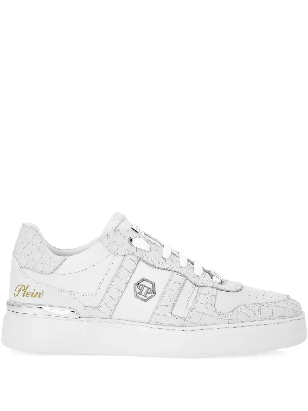 

Кеды с тиснением под крокодила Philipp Plein, белый