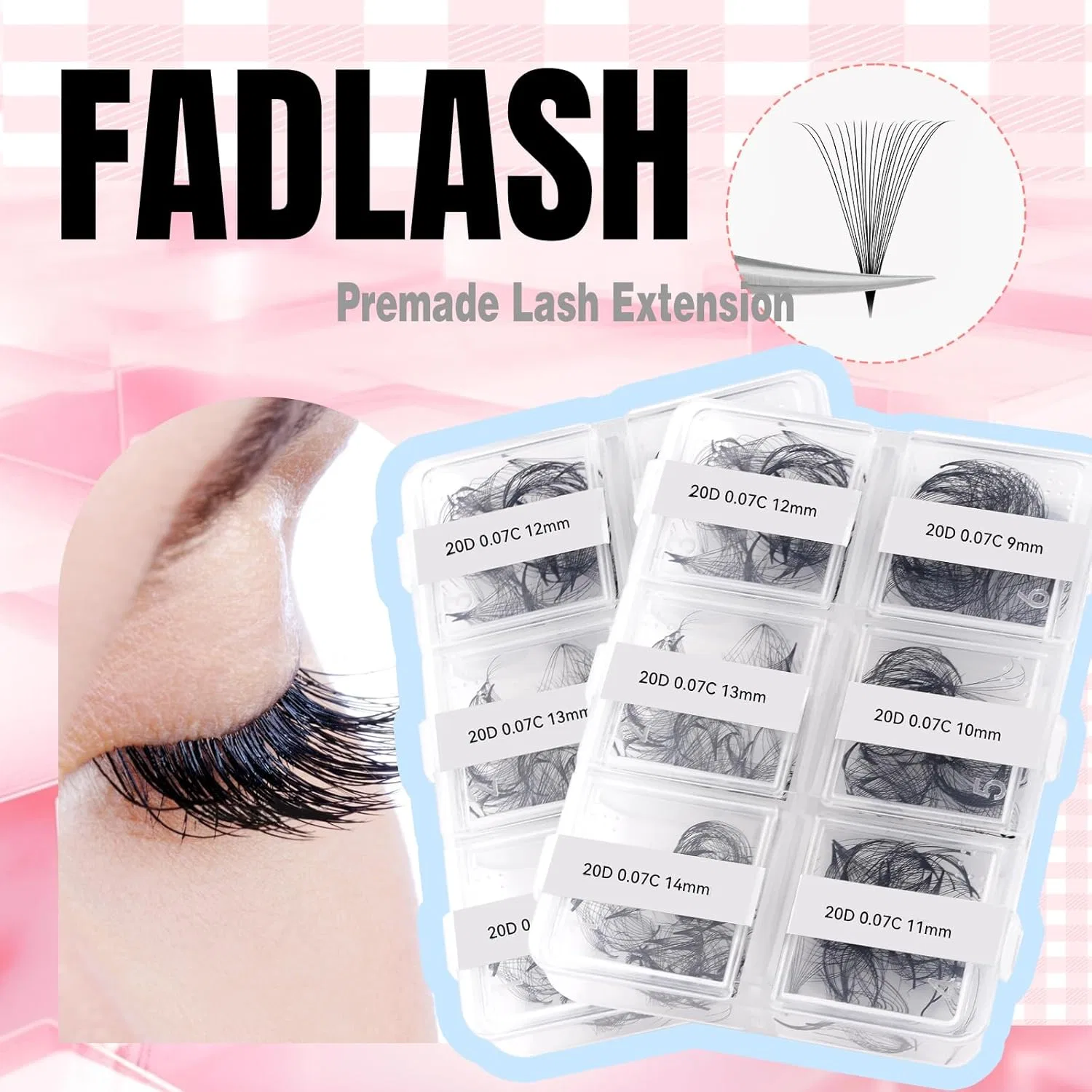 Накладные ресницы FADLASH 20D 0.07 C-curve 9-14 мм черный — фото 2