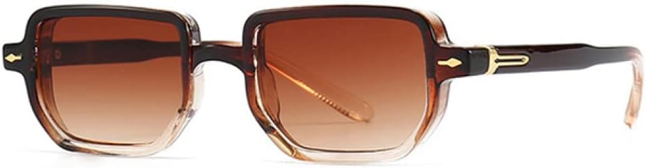 

Солнцезащитные очки прямоугольной формы для женщин, защита от УФ-излучения UV400, ретро-градиентные солнцезащитные очки для мужчин с заклепками generic, Brown Tea Gradient